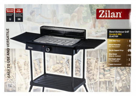 Gratar electric tip grill barbeque Zilan 3789 termostat si indicator luminos, 2400 W - Img 3