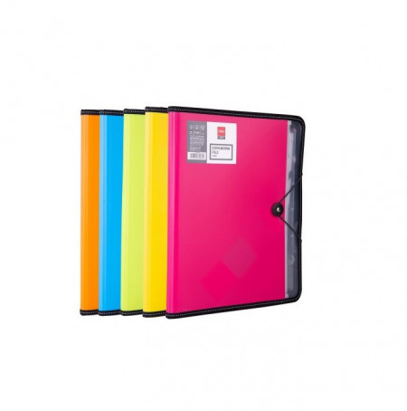 Mapa plastic A4 cu 7 compartimente cu burduf, index, elastic, culori asortate - DELI