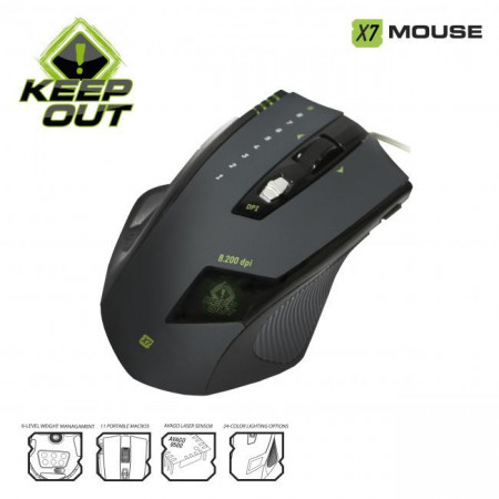 Mouse Gaming KEEPOUT X7 Laser 5000dpi, LED