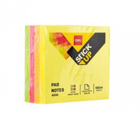 Notes adeziv 76x76 mm, 400 folii, Multicolor Deli