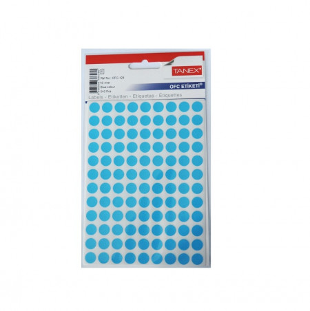 Etichete autoadezive color, D10 mm, 540 buc/set, Tanex culori diverse