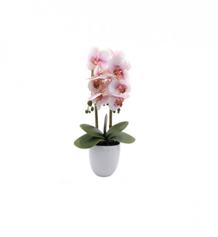 Flori artificiale decorative Orhidee alba cu ghiveci din ceramica