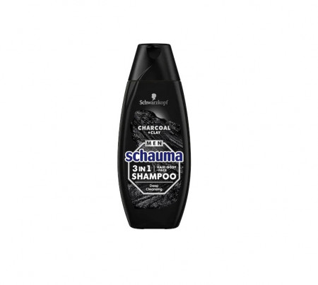 Sampon Schauma Men 3 în 1 par-corp-fata, Charcoal + Clay, 400 ml