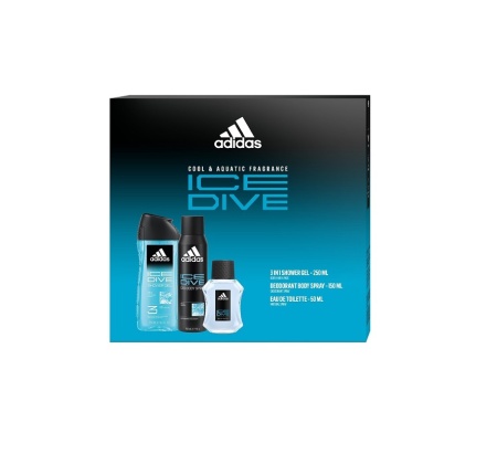 Set Cadou Adidas Ice Dive: After shave, 100 ml + Deodorant, 150 ml + Gel de dus, 250 ml