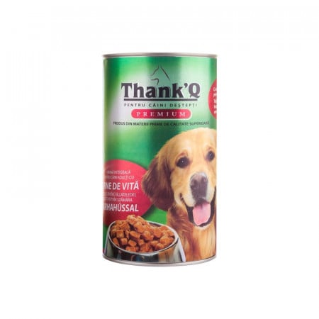 Hrana umeda caini, conserva cu vita, Thank 'q Premium, 1240 gr