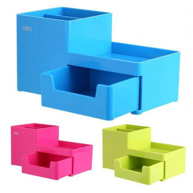 Suport birou Deli Rion 3 compartimente si sertar diverse culori
