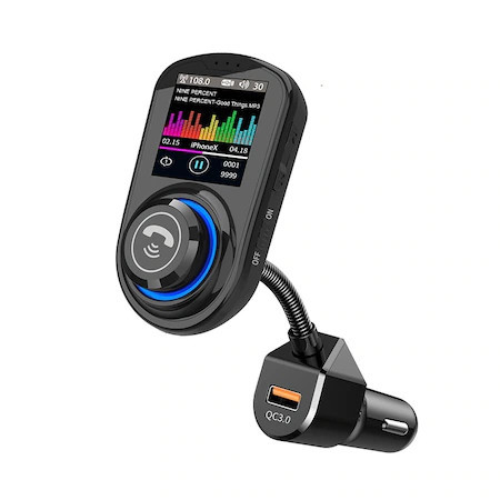 Transmitator auto FM Spacer, Bluetooth 5.0, display 1.8" HD color, 1xUSB QUICK CHARGE 3.0, MP3/WMA/WAV, 206 canale, USB disk, microSD