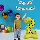Balon de petrecere din folie, In forma de animalut, Cifra doi Leopard 55 cm, Cu pozitionare pe podea - Img 3