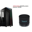 Carcasa Spacer Warrior gaming, Middle Tower, ATX, sticla securizata, banda LED RGB + BOXA SPACER bluetooth TOPPER
