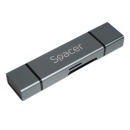 Card reader extern SPACER, 4 in 1, interfata USB 2.0, USB Type C, aluminiu - Img 3