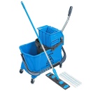 Carucior Profesional de Curateniecu doua galeti, Mop plat si Maner aluminiu