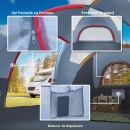 Cort de Camping pentru 4 Persoane Impermeabil Stâlpi din Fibră de Sticlă, 455 x 230 x 180 cm m, Gri - Img 6