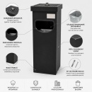 Coș metalic Profesionl cu scrumieră pentru exterior negru, 30 L - Img 2