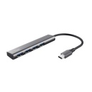 HUB USB Trust Halyx, USB-A la 4 porturi USB-A 5 Gbps, USB-C 3.2 gen1, Aluminiu