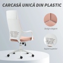 Scaun de Birou /Gaming cu Spătar Înalt, Roz - Img 4