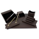 Set birou 7 piese imitatie piele negru