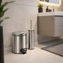 Set coș de gunoi Elite premium 3L inox cu pedală si perie WC, antiamprenta