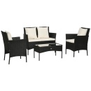 Set de Gradina 4 Piese din Ratan 4 piese cu 2 Scaune, Fotoliu de Gradina 2 Locuri si Masuta Joasa de Cafea - Img 5