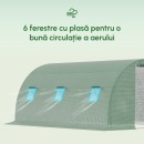 Solar Sera Tunel de Exterior cu Copertina din PE, Usa cu Fermoar si 6 Ferestre, 4.5x3x2 m, verde - Img 4