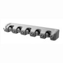 Suport multifunctional de perete pentru maturi, mop, unelte cu coada, 5 spatii pentru unelte, 6 cuiere