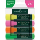 Textmarker varf lat Faber Castel 1548, 4 culori/set