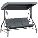 Balansoar de gradina convertibil in pat, 3 locuri, 195 x 117 x 175 cm - Img 2