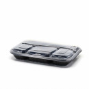 Caserolă Meniu cu capac Termosudabila PP, cu 4 compartimente, 305x205x45 mm, neagră