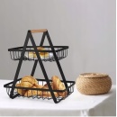 Cos pentru fructe sau legume, inox/lemn, 27x17x29,5 cm - Img 3