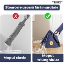 Mop cu Cap Triunghiular Teno®, rotire 360 grade, telescopic, curatare usoara, 127 cm - Img 3