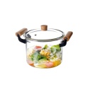 Oala sticla Borosilicata, termorezistenta, cu capac si maner lemn, 5.5L