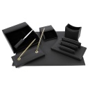 Set birou 7 piese imitatie piele negru