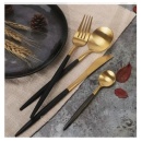 Set tacamuri Malooki, 24 piese, inox, negru cu auriu, pentru 6 persoane - Img 3