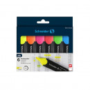 Textmarker SCHNEIDER Job, varf lat, 6 culori/set