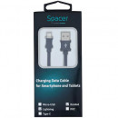 Cablu alimentare si date Spacer pentru smartphone Iphone Lightning, textil 1m - Img 2
