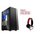 Carcasa Gaming PC Spacer Ice Hero, Mid Tower, 6 Ventilatoare, ATX + CASTI Spacer - SPHS-SILVER