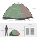 Cort Camping pentru 4 Locuri, in Forma de Iglu, 210x210x135cm - Img 2