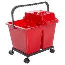 Galeata cu storcator, doua compartimente, 2 x 7 litri, rosu