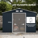 Magazie de Gradina cu Usi Duble Glisante din Tabla de Otel, 277x195x192cm, Gri - Img 8
