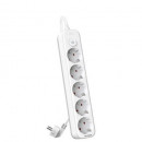 Prelungitor Deli 5 prize, intrerupator, protectie, 5 m, max 3680W, Alb
