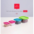 Set 4 cutii patrate pentru alimente cu capac curcubeu - Img 2