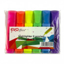 Textmarker varf lat, 6 culori/set EVOffice