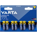 Baterii Alcaline VARTA Longlife Power LR6 AA, 8 buc/set