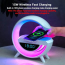 Boxa Multifunctionala 4 in 1, Lampa Smart LED RGB, Incarcator Wireless 15W, Sincronizare muzicala, 5W, Bluetooth, USB, FM Radio, MicroSD, AUX, Afisaj Ceas Digital, Alarma - Img 2