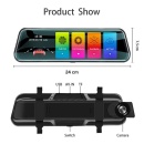 Camera auto cu afisaj full touch screen 9.6 inci, dubla, tip oglinda, functie de monitorizare parcare, night-vision, suport card, camera marsarier, senzor parcare - Img 4
