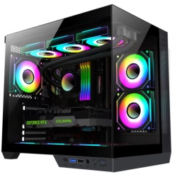 Carcasa gaming Serioux Shadow, fara sursa, tip middle tower, USB2.0x+HD Audio, USB3.0, porturi rezervate pentru ventialtor: MN 2x120mm ventilatoare ARGB (incluse), spate:1x120mm ventilator RGB (inclus), sus 3x120mm/2x140mm, controler 4 porturi, drive
