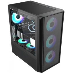 Carcasa gaming Serioux Vanguard, fara sursa, tip middle tower, capac superior cu filtru magnetic de praf, panoul lateral: sticla securizata, sasiu: SPCC 0.5T, USB2.0x2+HD Audio, USB 3.0 x1, porturi rezervate pentru ventilator:, față: 3 x ventilatoare fix - Img 2