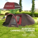 Cort de camping pentru 2-4 persoane, Impermeabil cu uși duble 360x250x130 cm - Img 10