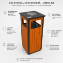 Coș de gunoi stradal cu scrumieră și panouri din lemn compozit — 42 L - Img 3