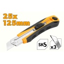 Cuter Industrial Tolsen 25x125 mm cu 5 lame SK5 si clic, Carcasa ABS