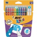 Markere colorate lavabile Bic Colour&Erase 12 buc/set